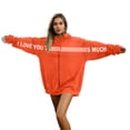 thumbnail image 1 of Valentine's Day Oversized Hoodies Womens I Love You This Much Hoodie Zip-Up Unisex Valentine Holiday Jacket Coat, M Orange, 1 of 7