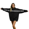 thumbnail image 1 of Valentine's Day Oversized Hoodies Womens I Love You This Much Hoodie Zip-Up Unisex Valentine Holiday Jacket Coat, XL Black, 1 of 7