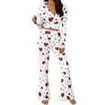 thumbnail image 1 of Valentine's Day Pajamas for Women Set Evening Lounge Womens Pajama Sets V Neck Soft Pj Set Long Sleeve Shirts Matching Pjs for Couples Red, 1 of 3