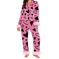 thumbnail image 1 of Valentine's Day Pajamas for Women Set Fall Fashion Must Have Womens Pajama Sets V Neck Fitness Pj Set Long Sleeve Matching Pjs for Couples Hot Pink, 1 of 5