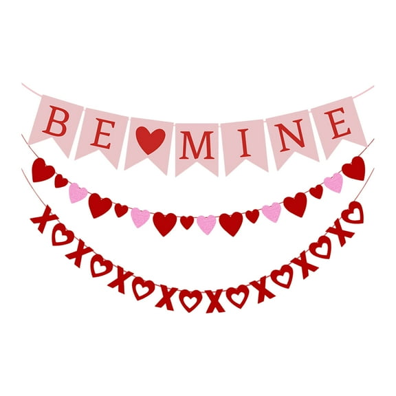 Valentine's Day Party Decorations Be Heart-Shaped Garland Set 1Pc Banner With 'Be Mine' Text & Heart Accent, Ideal For Romantic Celebrations Weddings Anniversaries And Sweet