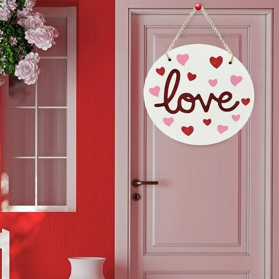 Valentine's Day Party Love Wooden Tag Circular Creative Wall Decoration Pendant Valentine's Day Door Sign