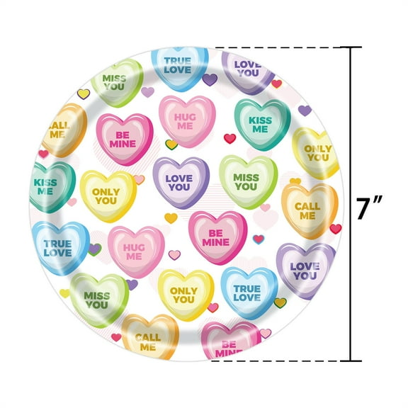 Valentine's Day Party Supplies Set | Heart Paper Plates, Cups, Napkins, Tablecloth | Romantic Disposable Tableware for Anniversary, Engagement, 24 Plates Sturdy Decor