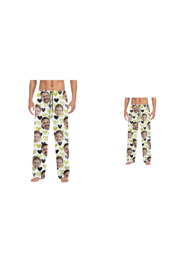 Valentine's Day Personalised Casual Sleep Pants, Custom Printed Pajama Pants with Face for Him, Unique Gift Idea, Customized Loungewear