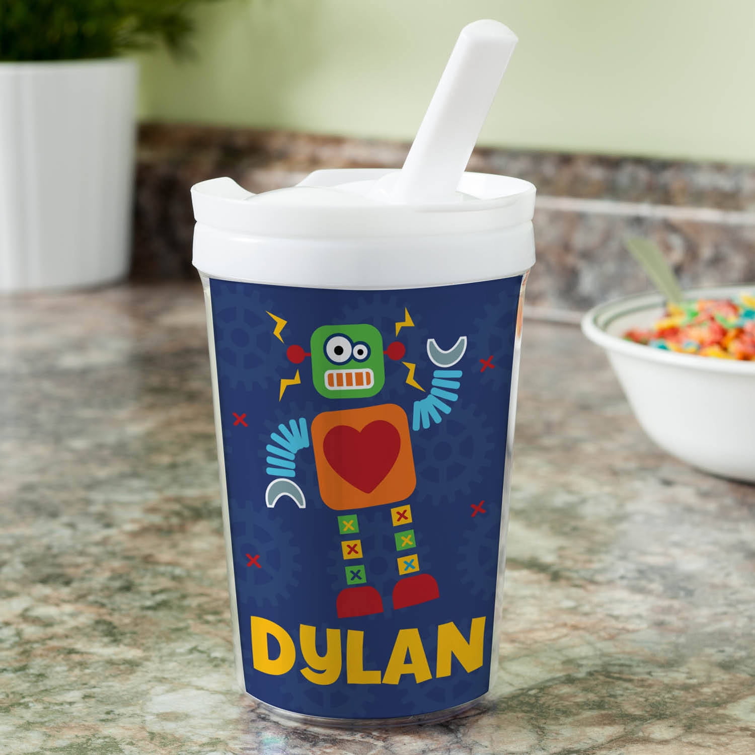 Valentine's Day Personalized Candy Hearts or Robot Power Sippy Cup