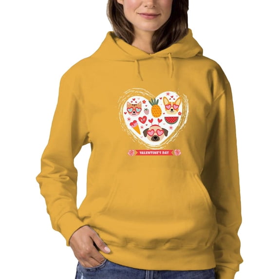 Valentine's Day Pets Love Hoodie Women -Image by Shutterstock, Female Small