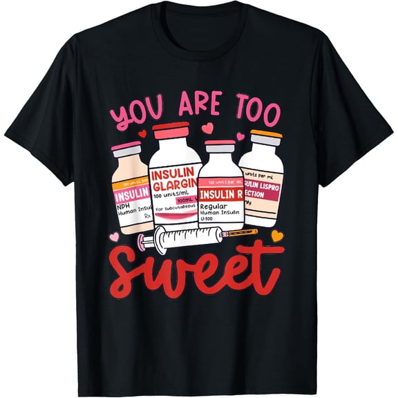 Valentine's Day Pharmacist Diabetic Nurse Insulin T-Shirt with Cute Hearts Design
