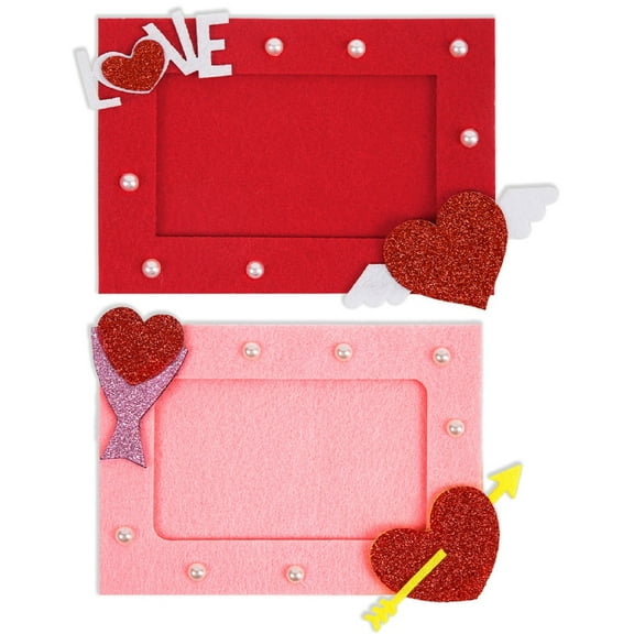 Valentine's Day Photo Frame Non-Woven Fabric Heart Shaped Couples Memory Display for Romance Home Decor