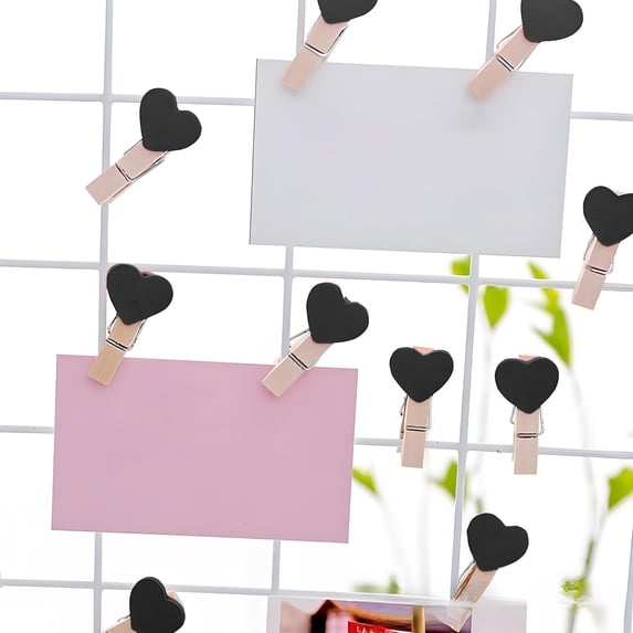 Valentine's Day Photo Wall Clips, Heart Shaped Wooden Clips, Decorative Clips For Photos Notes And Gifts, Set Of 10 Wooden Spring Clips