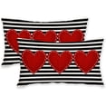 thumbnail image 1 of Valentine''s Day Pillow Cover 12X20 Inch Set of 2,Striped Red Heart Decorations Holiday Farmhouse Decorative Pillow Case for Sofa Couch Decor AK003-12, 1 of 5