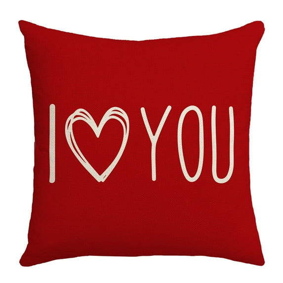 Valentine's Day Pillow Cover, Linen Pillowcase With Stripes Red Love Heart, Decorative Outdoor Cushion Case for Sofa Couch, Anniversary Decor D