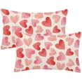 thumbnail image 1 of Valentine''s Day Pillow Covers 12x20 Set of 2, Watercolor Red Pink Hearts Throw Pillows Linen Anniversary Wedding Cushion Case Valentine''s Day Decorations for Home Sofa Couch Outdoor, 1 of 6