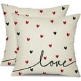 thumbnail image 1 of Valentine''s Day Pillow Covers 16x16 Inch Set of 2 Red Black Hearts Decor White Throw Pillow Covers Valentine''s Day Cushion Case Decoration for Sofa Couch 55A, 1 of 6