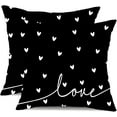 thumbnail image 1 of Valentine''s Day Pillow Covers 16x16 Inch Set of 2 White Hearts Decor Black Throw Pillow Covers Valentine''s Day Cushion Case Decoration for Sofa Couch 55D, 1 of 6