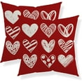 thumbnail image 1 of Valentine''s Day Pillow Covers 16x16 Set of 2, White Hearts Throw Pillows Red Valentine''s Day Decor Cushion Case Decorations for Home Couch Sofa Outdoor, 1 of 6