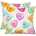 thumbnail image 1 of Valentine''s Day Pillow Covers 18x18 Inch Set of 2 Colorful Hearts Decor White Throw Pillow Covers Valentine''s Day Cushion Case Decoration for Sofa Couch 58, 1 of 6
