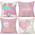 thumbnail image 1 of Valentine''s Day Pillow Covers 18x18 Inch Set of 4 Heart Truck Decor Pink Stripe Throw Pillow Covers Valentine''s Day Cushion Case Decoration for Home Sofa Couch Chair 162, 1 of 6
