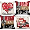 thumbnail image 1 of Valentine''s Day Pillow Covers 18x18 Inch Set of 4 Polka dot Love Truck Decor White Throw Pillow Covers Happy Valentine Stripe Decorative Throw Pillows Valentines Day Decor for Home sofa163, 1 of 6