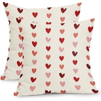 Valentine's Day Pillow Covers 18x18 Inch Small Red Pink Hearts Outdoor Decorative Throw Pillow Covers Set of 2 Pink Valentines Day Pillowcases Cushion Covers for Home Couch Decor
