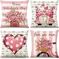 thumbnail image 1 of Valentine''s Day Pillow Covers 18x18 Inch Valentines Day Pink Flower Pillow Covers Valentines Love Gnome Throw Pillow Covers Wedding Anniversary Cushion Case Decoration for Sofa Couch Set of 4, 1 of 6