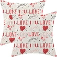 thumbnail image 1 of Valentine''s Day Pillow Covers 18x18 Set of 2, I Love U Red Hearts Throw Pillows Linen Anniversary Wedding Cushion Case Valentine''s Day Decorations for Home Sofa Couch Outdoor, 1 of 6