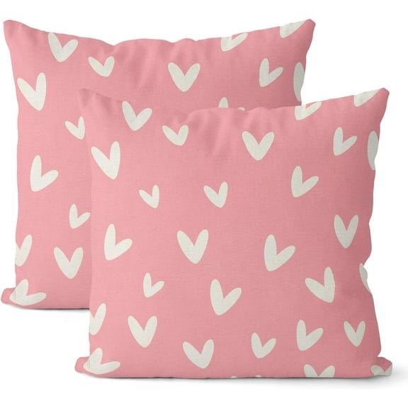 Valentine''s Day Pillow Covers 18x18 Set of 2, Love Heart Pink Throw Pillow Covers Valentine''s Day Decorative Pillowcase Valentine''s Day Decor for Home Couch Sofa Outdoor