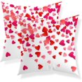 thumbnail image 1 of Valentine''s Day Pillow Covers 18x18 Set of 2, Pink Hearts Throw Pillows Outdoor Wedding Anniversary Valentine''s Day Decor Cushion Case Decorations for Home Couch Sofa, 1 of 6