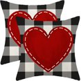 thumbnail image 1 of Valentine''s Day Pillow Covers 18x18 Set of 2, Red Heart Buffalo Plaid Valentine''s Day Throw Pillows Love Heart Cushion Case Valentine''s Day Decor for Home Couch Sofa Outdoor, 1 of 6