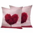thumbnail image 1 of Valentine's Day Pillow Covers 2 Pack Romantic Spring Red Maple Leaf Love Heart Tree Dark Pink Pillowcase Waterproof Outdoor Throw Pillow Cover for Patio Garden Square Cushion 20”x20”, 1 of 9