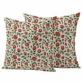 thumbnail image 1 of Valentine's Day Pillow Covers 2 Pack Vintage Watercolor Spring Red Roses Floral Linen Texture Pillowcase Waterproof Outdoor Throw Pillow Cover for Patio Garden Square Cushion 20”x20”, 1 of 9
