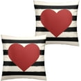 thumbnail image 1 of Valentine''s Day Pillow Covers 20 x 20 Set of 2 Red Heart Stripes Pillow Cover Black and White Stripes Pillow Protector Decorative Farmhouse Cushion Case for Home, 1 of 6