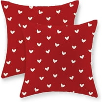 Valentine''s Day Pillow Covers 20x20 Inch Set of 2, Red Love Heart Valentines Throw Pillows Valentines Decor Square Red Pillowcase Anniversary Decorative Outdoor Cushion Case for Sofa Couch