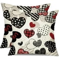 thumbnail image 1 of Valentine''s Day Pillow Covers 20x20 Inch Set of 2 Various Red Black Hearts Decor White Throw Pillow Covers Valentine''s Day Cushion Case Decoration for Sofa Couch 57B, 1 of 6