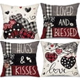 thumbnail image 1 of Valentine''s Day Pillow Covers 20x20 Inch Set of 4 Red Black Heart Decor Throw Pillow Covers Happy Valentine Decorative Throw Pillows Valentines Day Decor for Home Sofa 166, 1 of 6