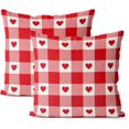 thumbnail image 1 of Valentine's Day Pillow Covers 20x20 Set of 2, Plaid Red Love Heart Valentines Throw Pillows Valentines Decor Linen Square Pillowcase Anniversary Decorative Outdoor Cushion Case for Sofa Couch, 1 of 6