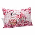 thumbnail image 1 of Valentine's Day Pillow Covers, Linen Long Throw Pillow Case, Gnomes Love Roses Romantic Pink Plaid Holiday Pillow Protector Decorative Cushion Cover for Living Room/Bedroom 20" x 26", 1 of 8