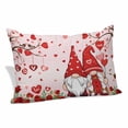 thumbnail image 1 of Valentine's Day Pillow Covers, Linen Long Throw Pillow Case, Pink Gnomes Romantic Love Balloon Trees Holiday Pillow Protector Decorative Cushion Cover for Living Room/Bedroom 12" x 20", 1 of 8