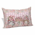 thumbnail image 1 of Valentine's Day Pillow Covers, Linen Long Throw Pillow Case, Pink Gnomes Rose Flowers Buffalo Plaid Holiday Pillow Protector Decorative Cushion Cover for Living Room/Bedroom 20" x 36", 1 of 8