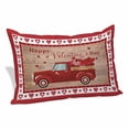thumbnail image 1 of Valentine's Day Pillow Covers, Linen Long Throw Pillow Case, Vintage Love Heart Truck Wooden Valentines Holiday Pillow Protector Decorative Cushion Cover for Living Room/Bedroom 16" x 24", 1 of 8