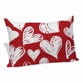 thumbnail image 1 of Valentine's Day Pillow Covers, Linen Long Throw Pillow Case, White Heart Love Red Modern Minimalist Holiday Pillow Protector Decorative Cushion Cover for Living Room/Bedroom 20" x 30", 1 of 8