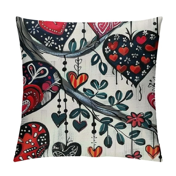 Valentine's Day Pillow Covers Red Black Heart Decor Throw Pillow Covers Decorative Throw Pillows Valentines Day Decor for Home Sofa