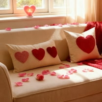 Valentine's Day Pillow Covers， Red And White Couples Throw Pillow Heart Gift Flannel Valentines Day Pillowcases For Romantic Decor Anniversary Gift 17x17in