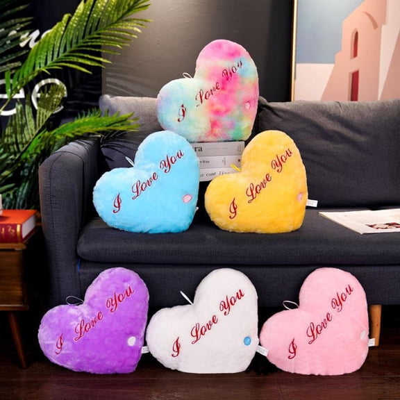 Valentine's Day Pillows Cute Heart LED Throw Pillows for Couch Light Soft Cushion Gift Home Throw Pillows for Bedding
