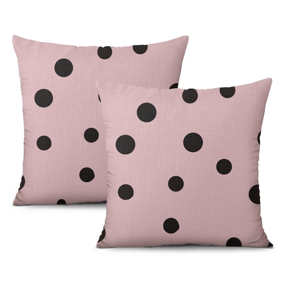 Valentine's Day Pink Black Heart Throw Pillow Covers 20"x20", Set Of 2, Linen Study Sofa Cushion Cover Indoor Living Room Home Decor