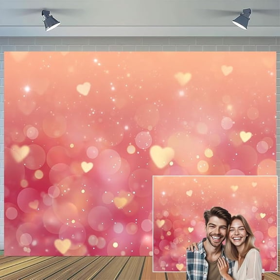 Valentine's Day Pink Glitter Heart Backdrop Valentine Day Party Wedding Baby Shower Photography Background Sweet Birthday Girls Lovers Decorations Banner Supplies Photo Booth Props