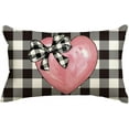 thumbnail image 1 of Valentine''s Day Pink Heart Buffalo Plaid Throw Pillow Cover, 12 x 20 Inch Anniversary Wedding Cushion Case Decoration for Sofa Couch, 1 of 6