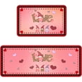 thumbnail image 1 of Valentine''s Day Pink Love and Gnomes Kitchen Rug Set 2 Piece, Cushioned Anti-Fatigue Kitchen Floor Mats Waterproof Easy to Clean, Comfort Standing Kitchen Mat Set with Non-Slip Latex, 1 of 4