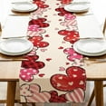 thumbnail image 1 of Valentine''s Day Pink Red Love Hearts Table Runner, Buffalo Plaid Polka Dots Stripes Farmhouse Kitchen Dining Table Decor, Wedding Anniversary Holiday Home Decoration Party Supply 13x36 Inches, 1 of 6