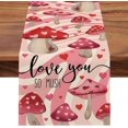 thumbnail image 1 of Valentine''s Day Pink Red Mushroom Table Runner, Love You So Much Hearts Holiday Kitchen Dining Table Decor, Wedding Anniversary Home Decoration Indoor Outdoor Party Supply 13 x 36 Inches, 1 of 6