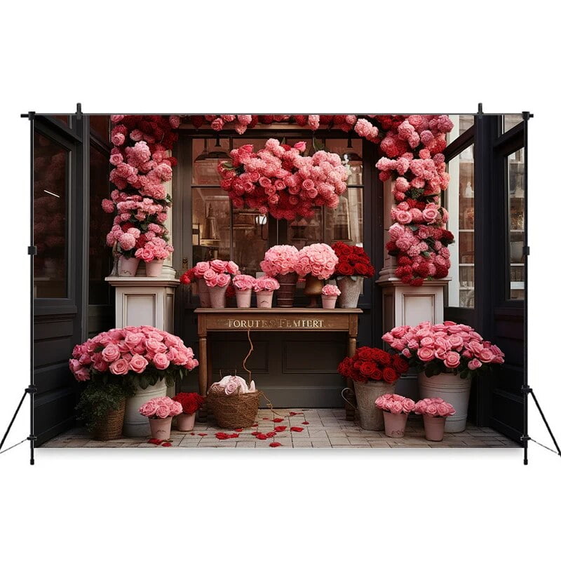 Valentine's Day Pink Rose Background For Photography Love Heart Flower